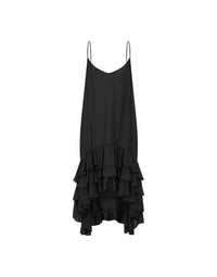 Midi dress with ruffled details - Black