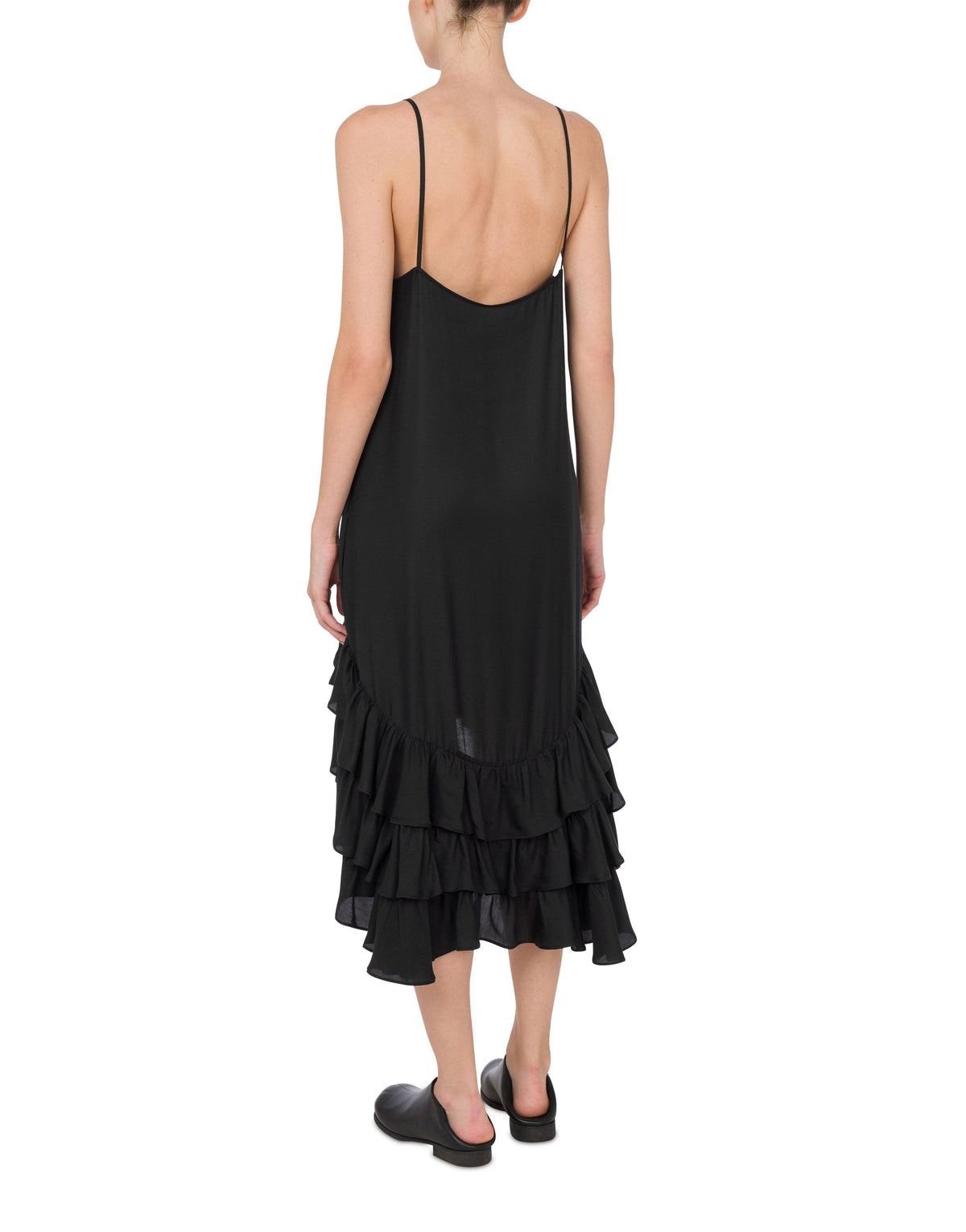 Midi dress with ruffled details - Black