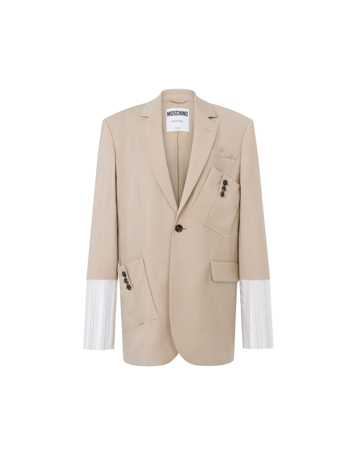 Veste détails poignets en laine - Beige