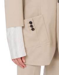 Veste détails poignets en laine - Beige