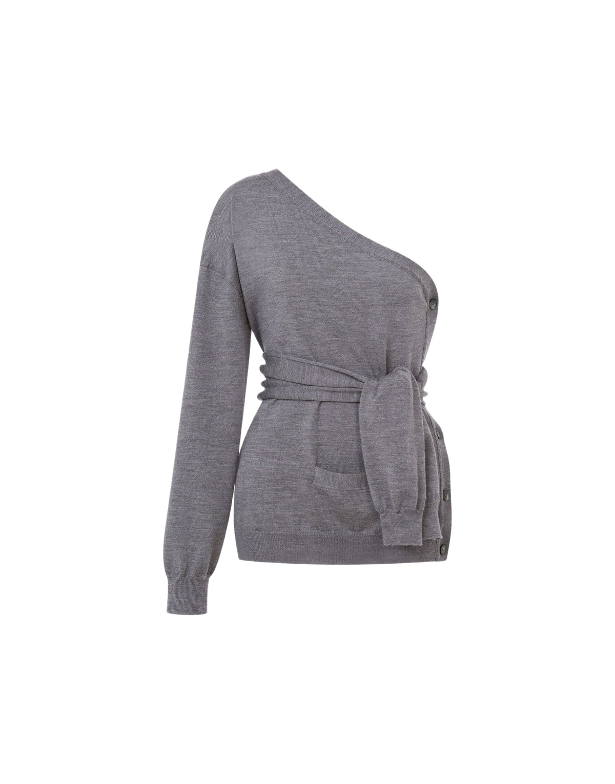 Cardigan asymétrique une épaule Twist en laine - Grey