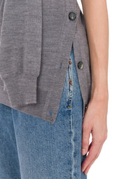 Cardigan asymétrique une épaule Twist en laine - Grey