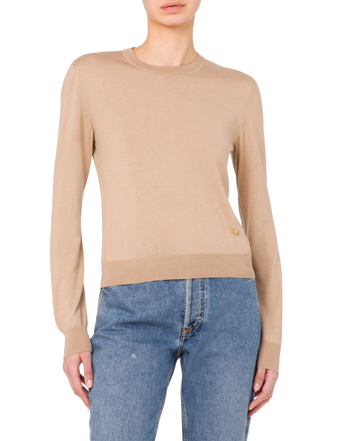 Pull ultra-fin en laine et soie - Beige