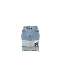 Mini jupe à patch en denim - Blue