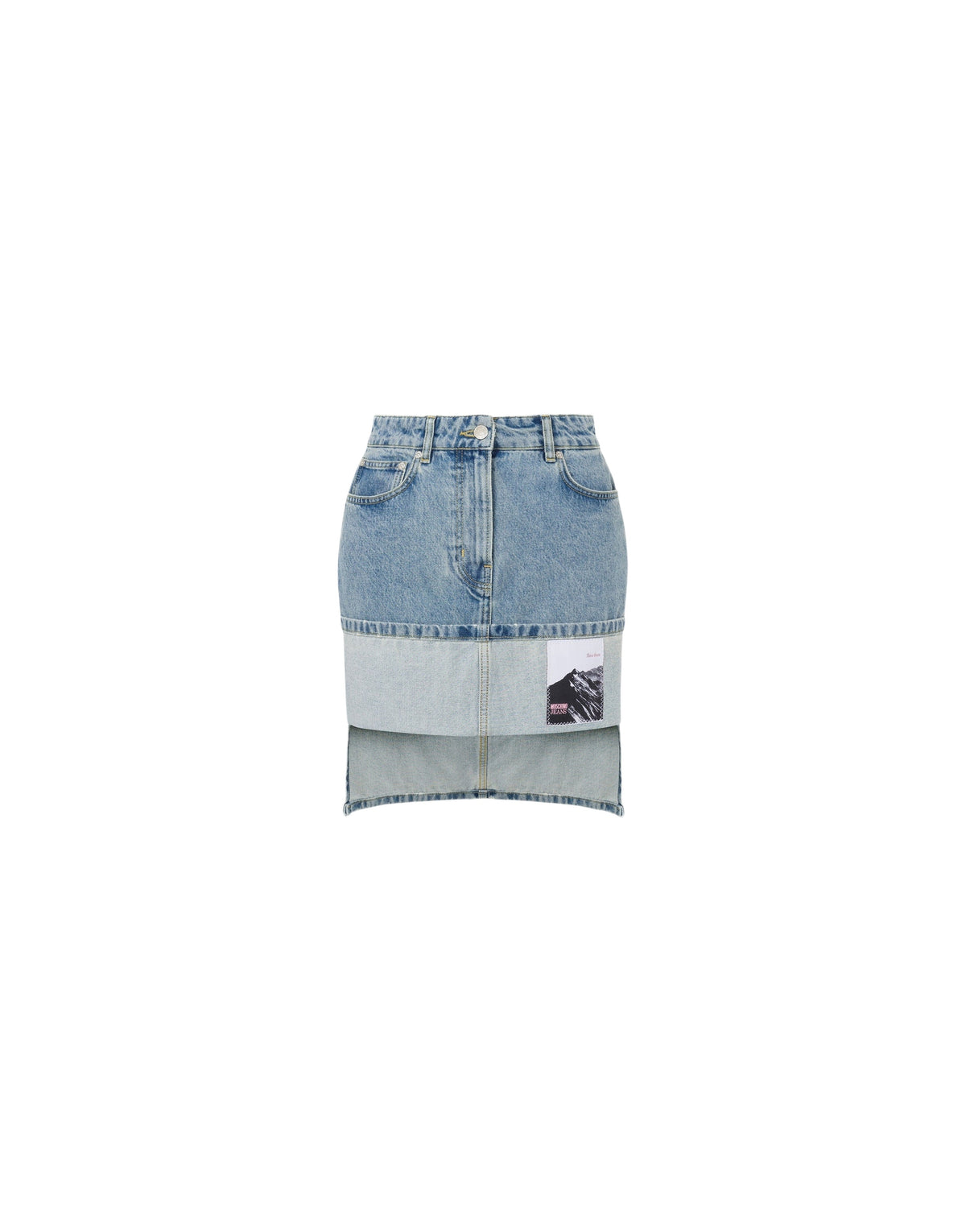 Mini jupe à patch en denim - Blue