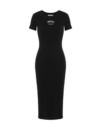 Robe midi effet côtelé en coton - Black