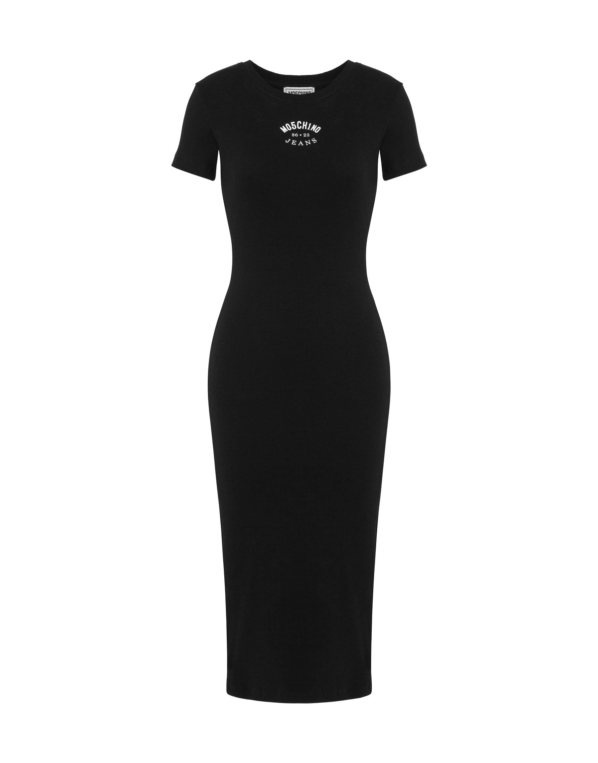 Robe midi effet côtelé en coton - Black