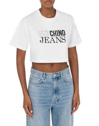 T-shirt court imprimé de logo	 en coton - White