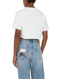 T-shirt court imprimé de logo	 en coton - White