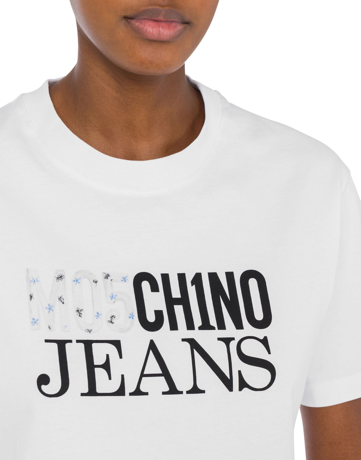 T-shirt court imprimé de logo	 en coton - White