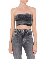 Top bustier en denim - Grey