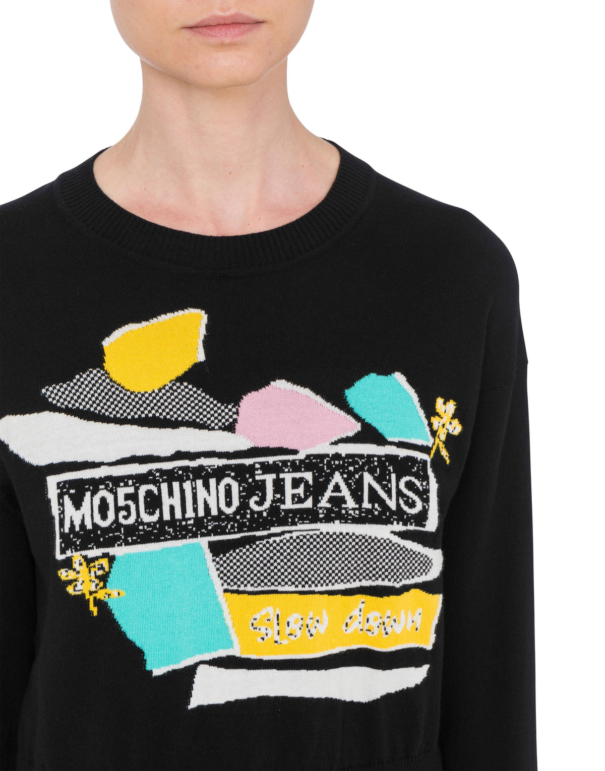 Pull col rond en coton - Black