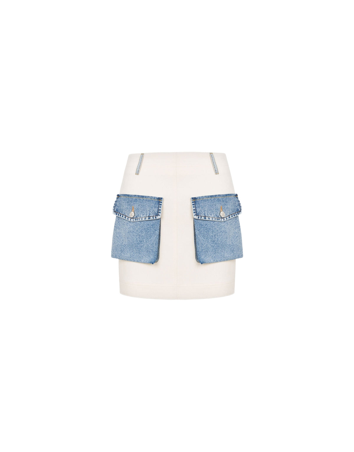 Moschino Jeans textured straight-cut mini skirt in cotton - Beige