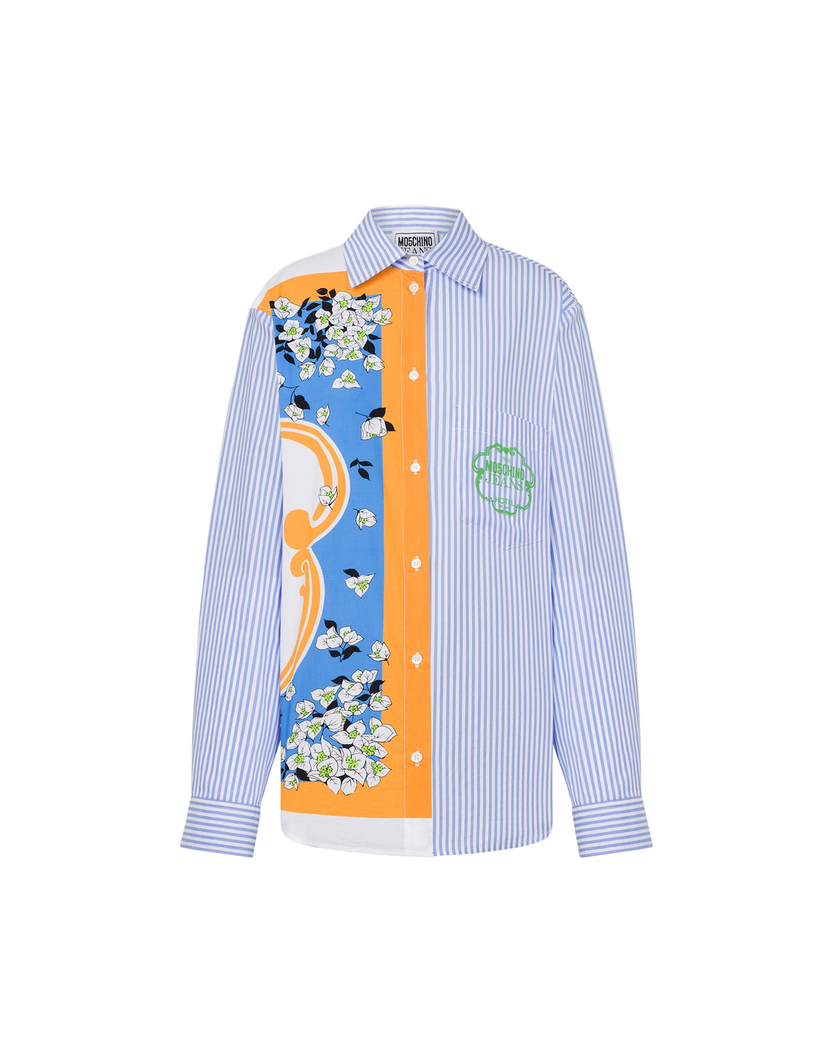 Chemise rayée en popeline en coton - Blue