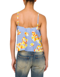 Beach Umbrella print cotton vest top - Blue