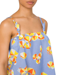 Beach Umbrella print cotton vest top - Blue