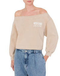 Sweatshirt à épaules dénudées en coton - Beige