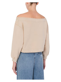 Sweatshirt à épaules dénudées en coton - Beige