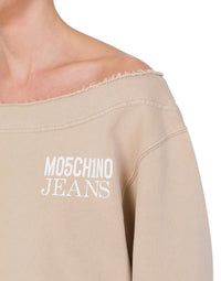 Sweatshirt à épaules dénudées en coton - Beige