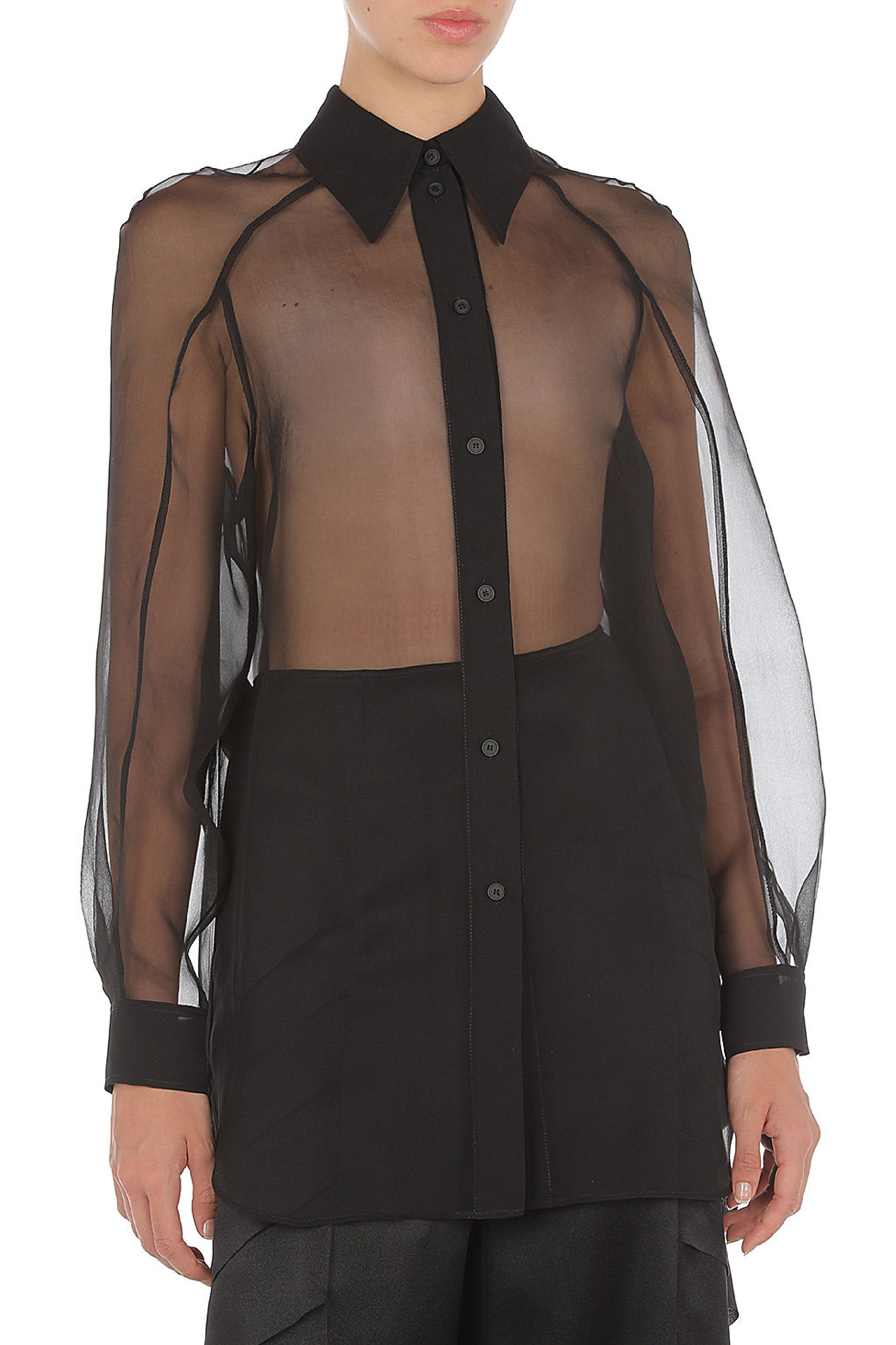 Chemise transparente en soie - Black