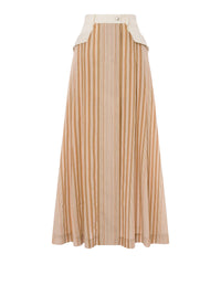 Jupe longue en mousseline à rayures alternées - Multi Brown