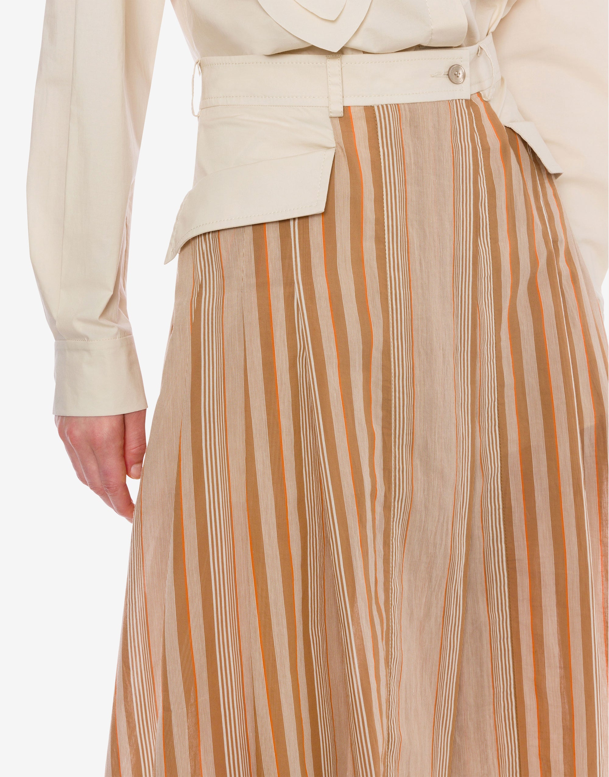 Jupe longue en mousseline à rayures alternées - Multi Brown