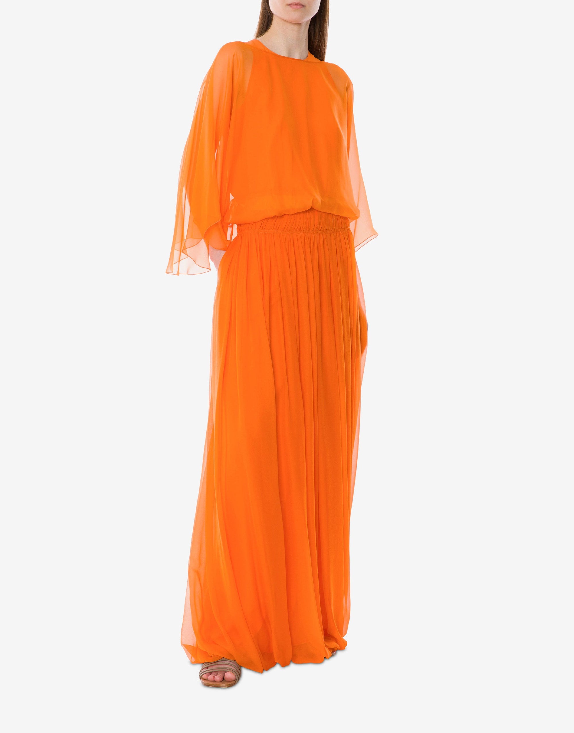 Jupe longue en mousseline de soie - Orange