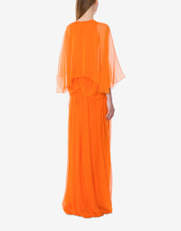 Jupe longue en mousseline de soie - Orange