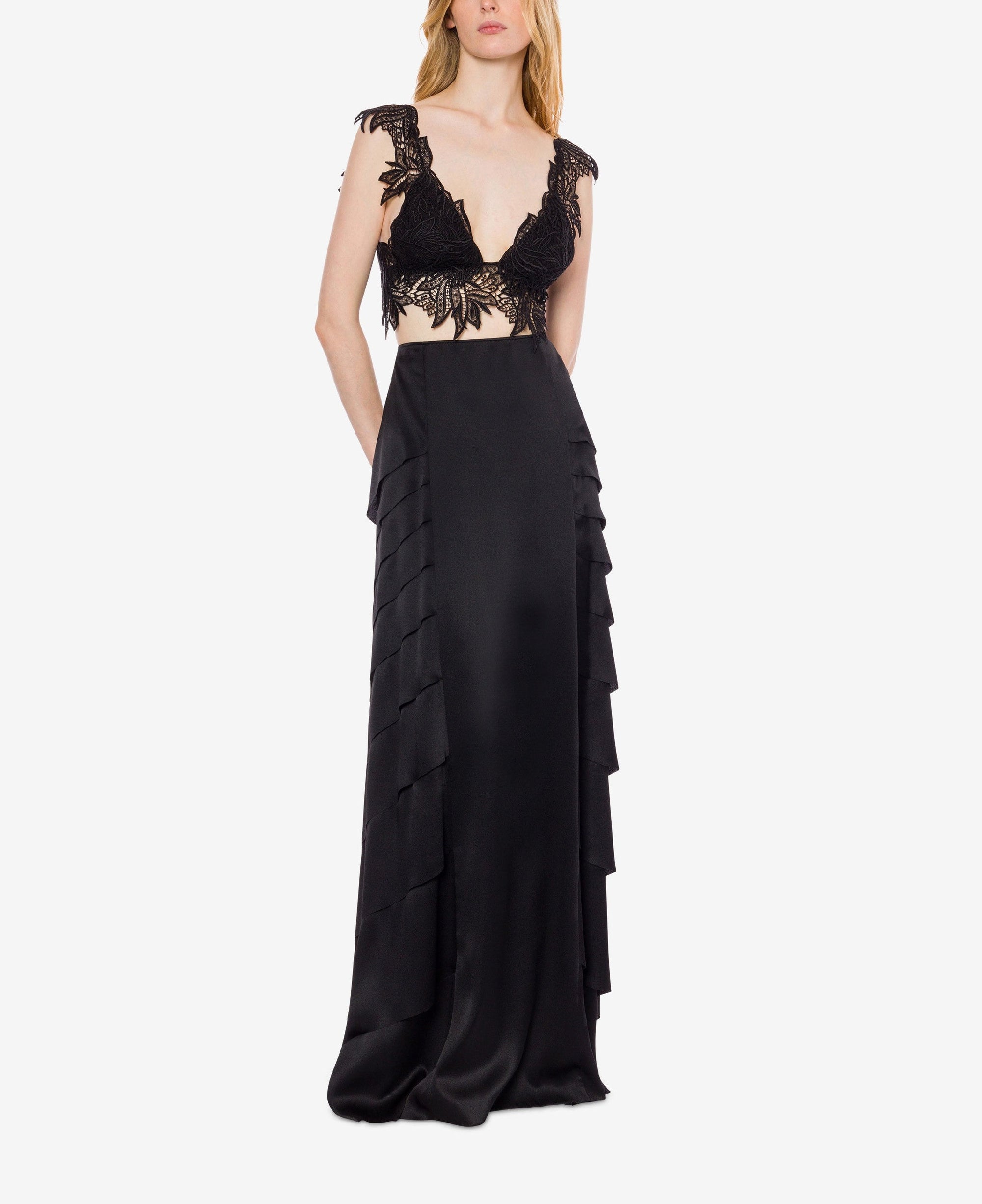 Silk blend maxi skirt - Black
