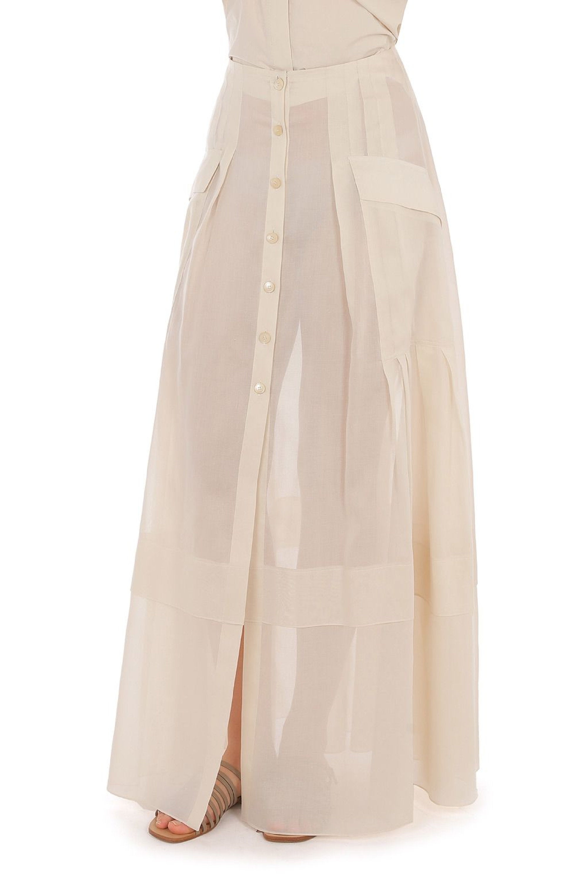 Jupe longue en mousseline - Beige