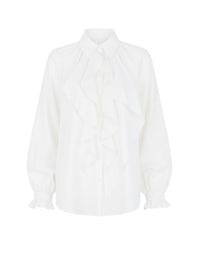 Blouse à manches volumineuses et volants - White