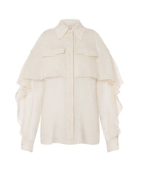 Organised muslin shirt with ruffles - Beige