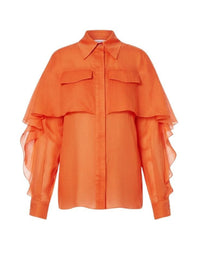 Chemise en mousseline organisée avec volants - Orange