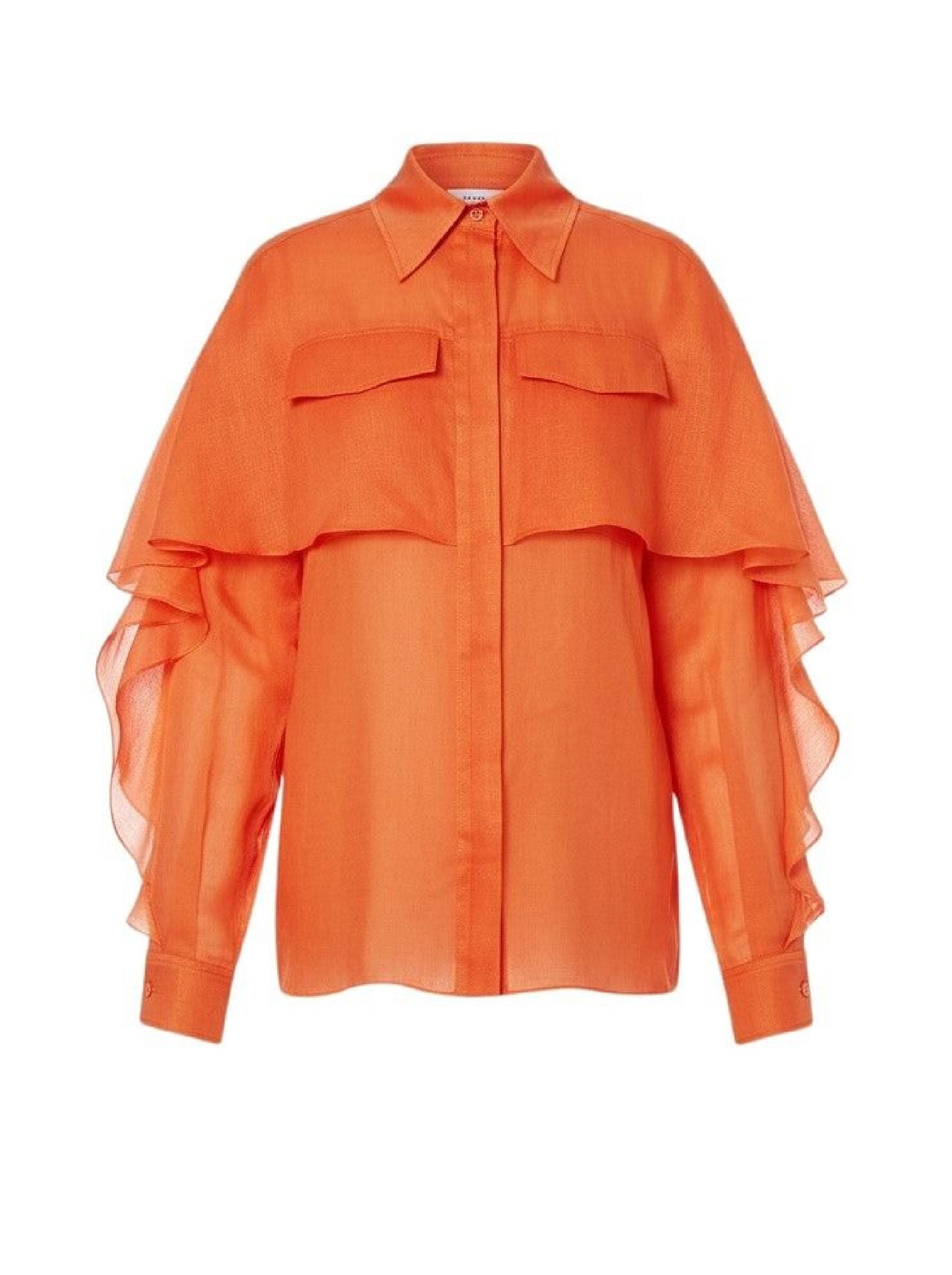 Chemise en mousseline organisée avec volants - Orange