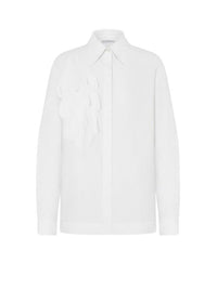 Chemise en popeline extensible à imprimé - White