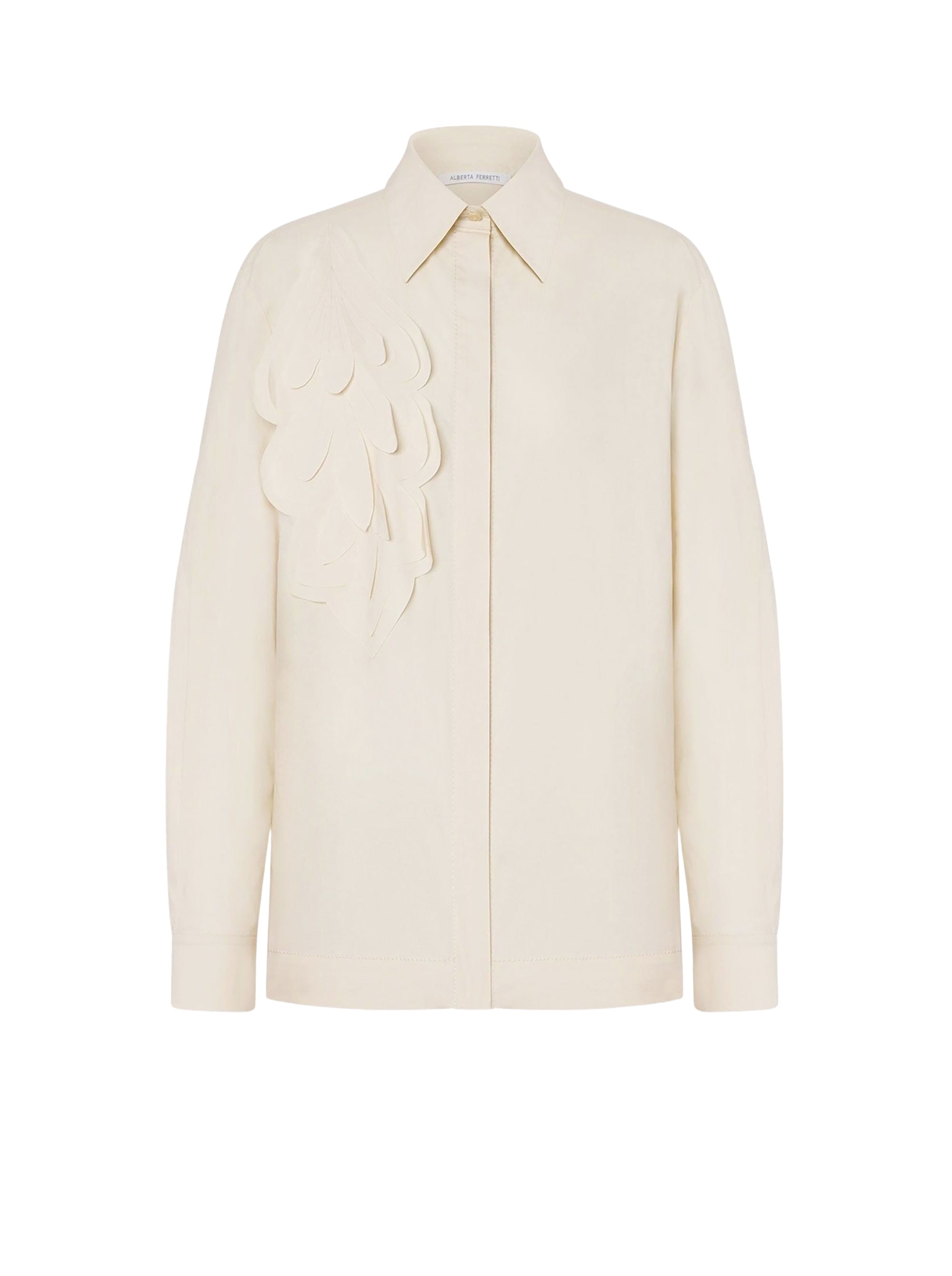 Chemise en popeline extensible à imprimé - Beige
