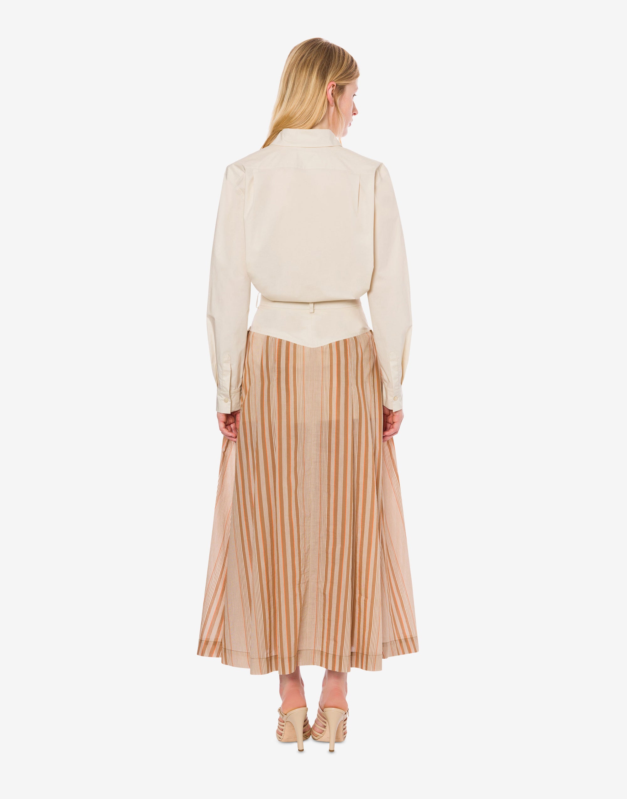 Chemise en popeline extensible à imprimé - Beige