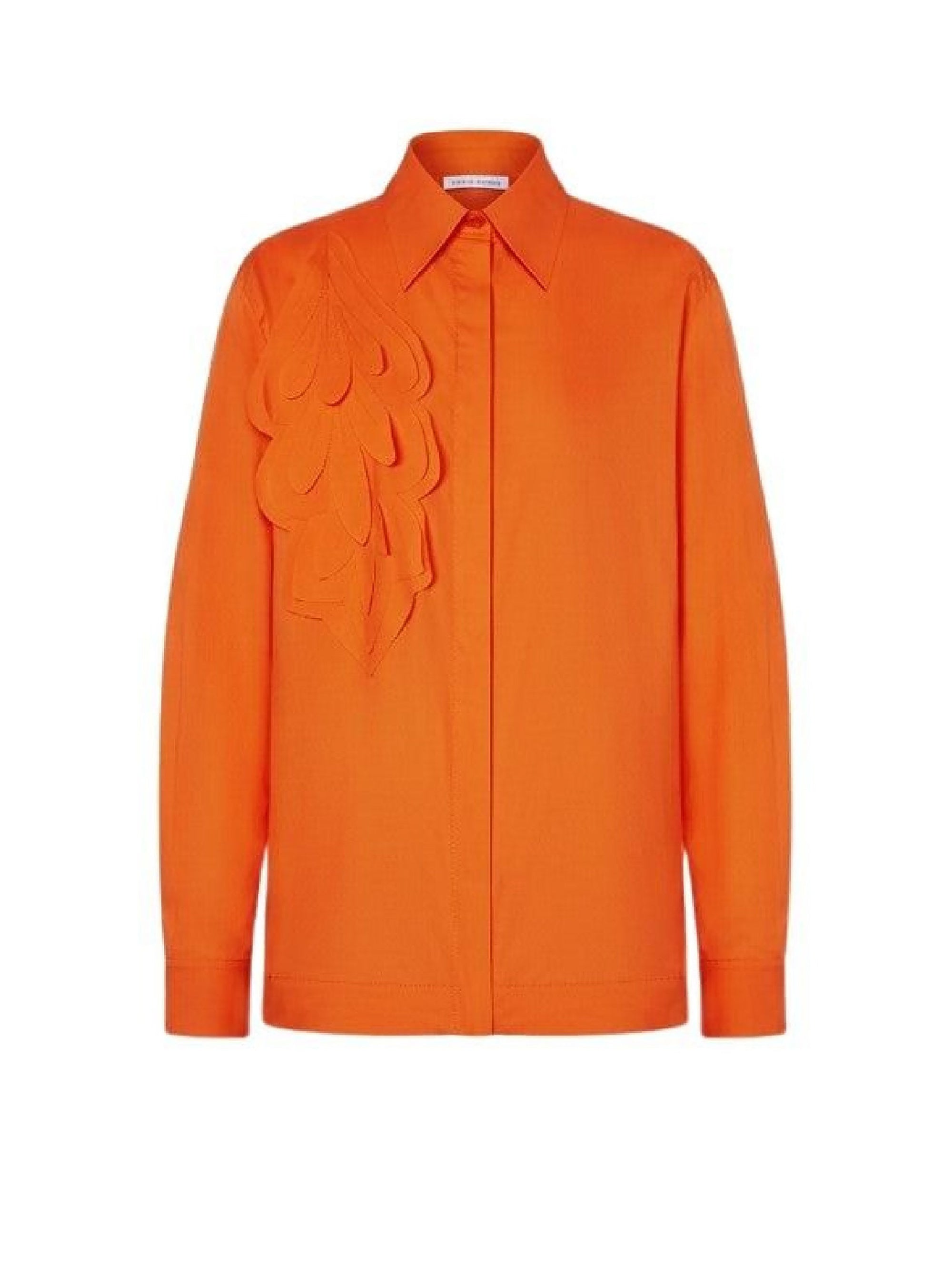 Chemise en popeline extensible à imprimé - Orange