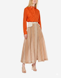 Chemise en popeline extensible à imprimé - Orange