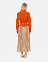 Chemise en popeline extensible à imprimé - Orange