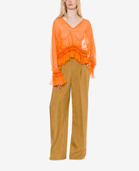 Chiffon blouse with small ruffles - Orange