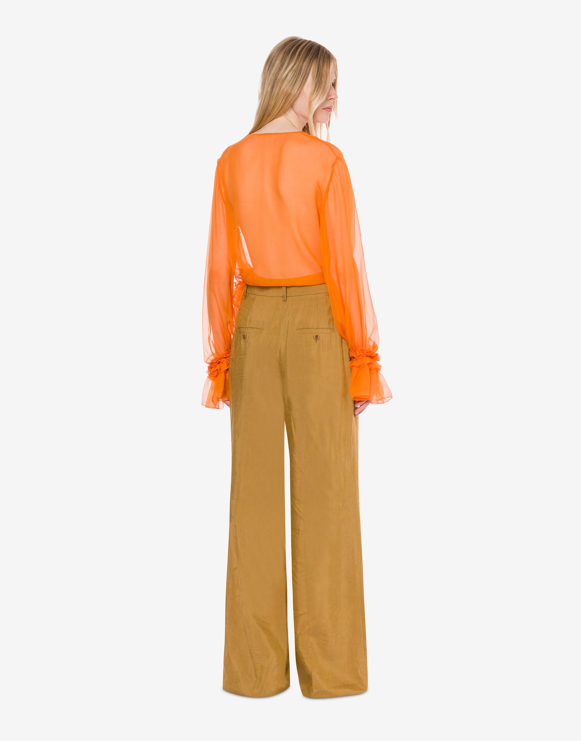 Chiffon blouse with small ruffles - Orange