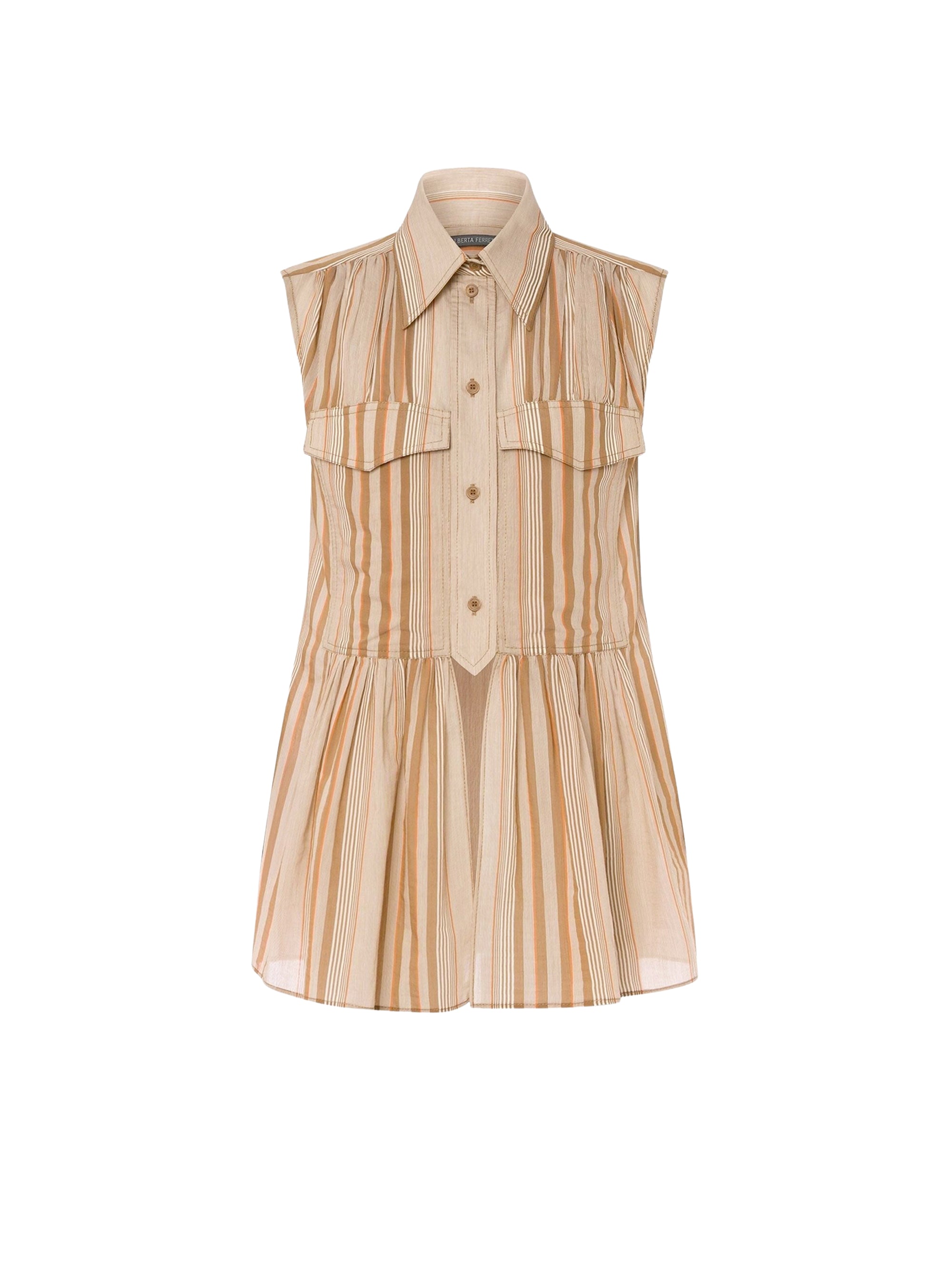 Chemise en mousseline à rayures alternées - Multi Brown