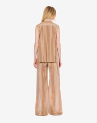 Chemise en mousseline à rayures alternées - Multi Brown