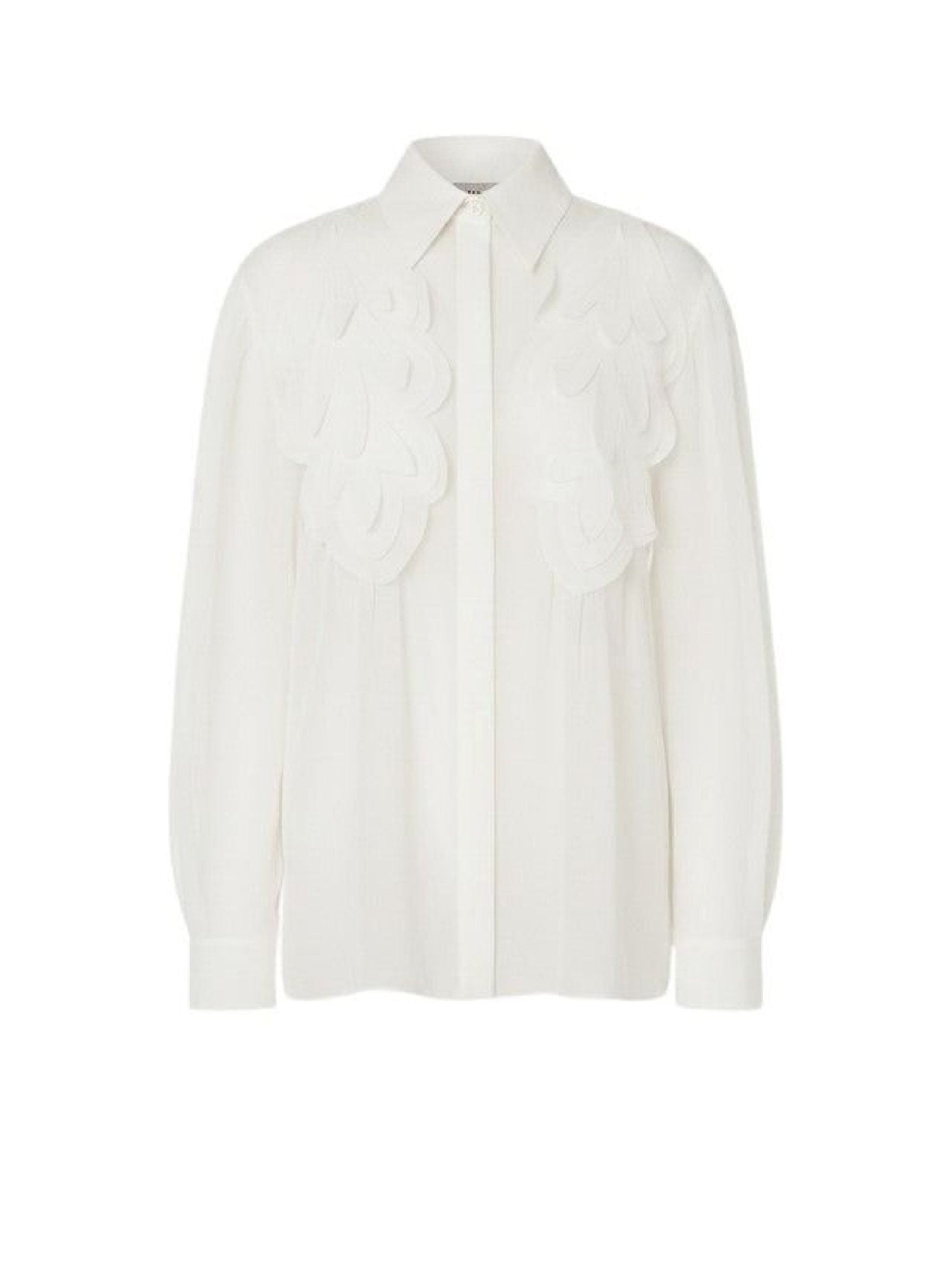Chemise en mousseline organisée avec patch - White