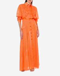 Chemise en mousseline organisée avec patch - Orange