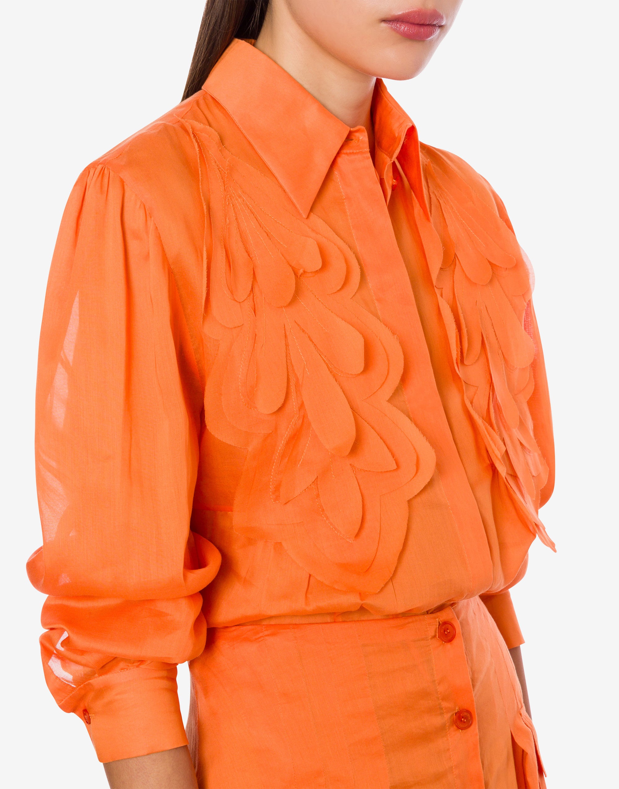 Chemise en mousseline organisée avec patch - Orange