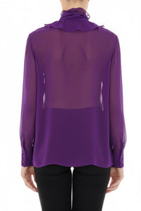 Blouse en mousseline de soie transparente - Blue & Purple