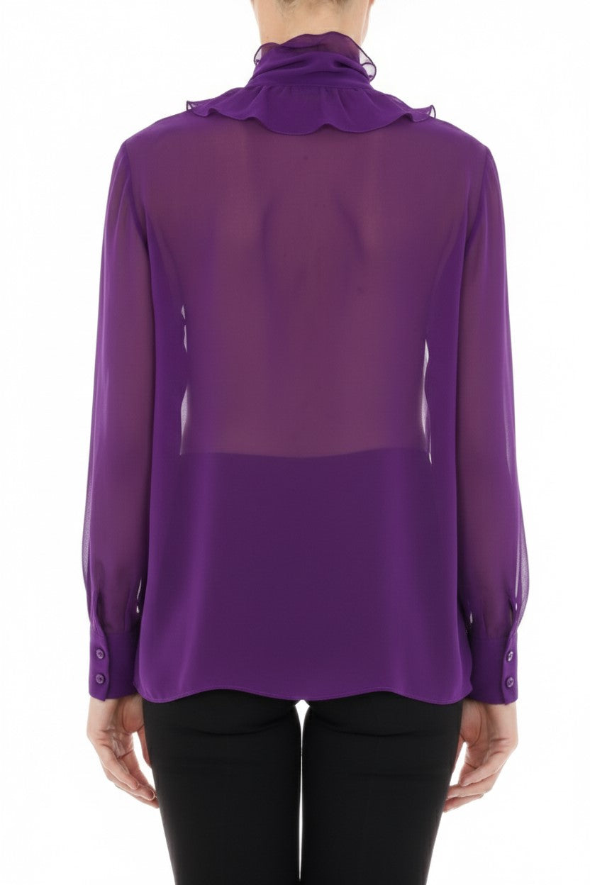 Blouse en mousseline de soie transparente - Blue & Purple
