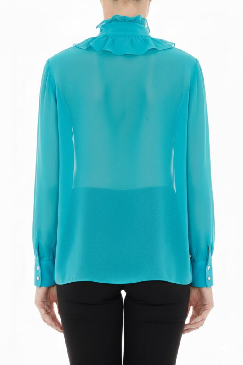 Blouse en mousseline de soie transparente - Green & Light Blue